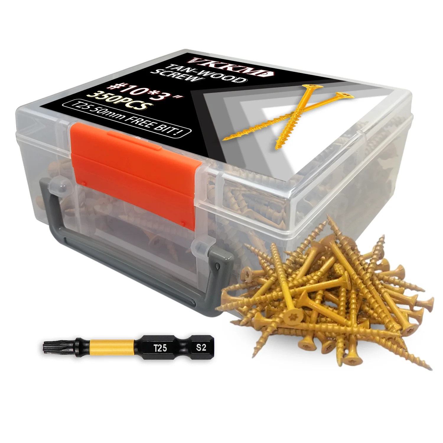 

VKKM 350Pcs #10*3" Tan Wood Screws, Rust - Resistant, Coarse Thread Self - Tapping with T25 Bit for Decking, Outdoor Woodwork