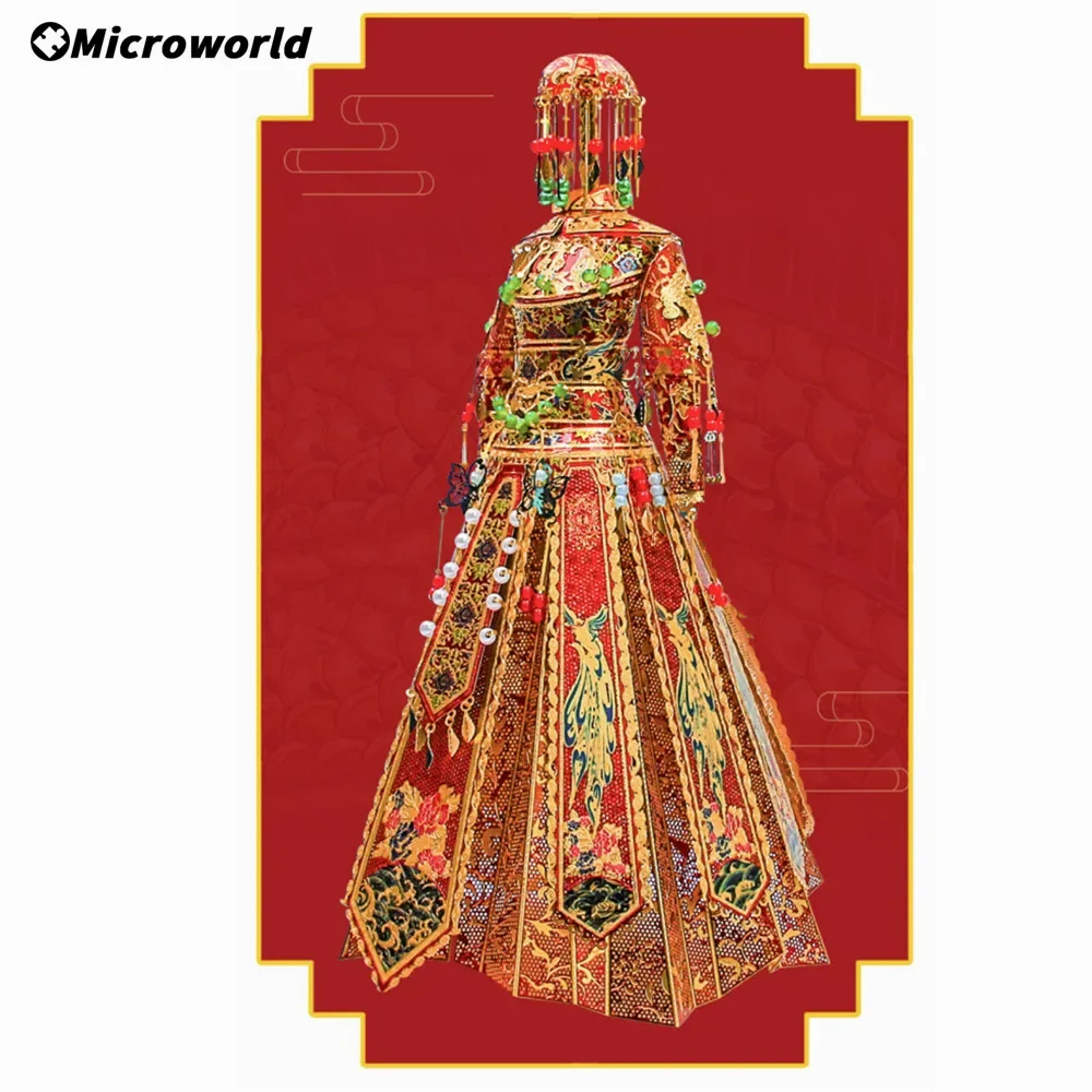 Microworld 3D โลหะปริศนาเกมจีนแบบดั้งเดิมเจ้าสาวงานแต่งงานชุดเต็มชุด DIY จิ๊กซอว์ของเล่นของขวัญของที่ระลึก