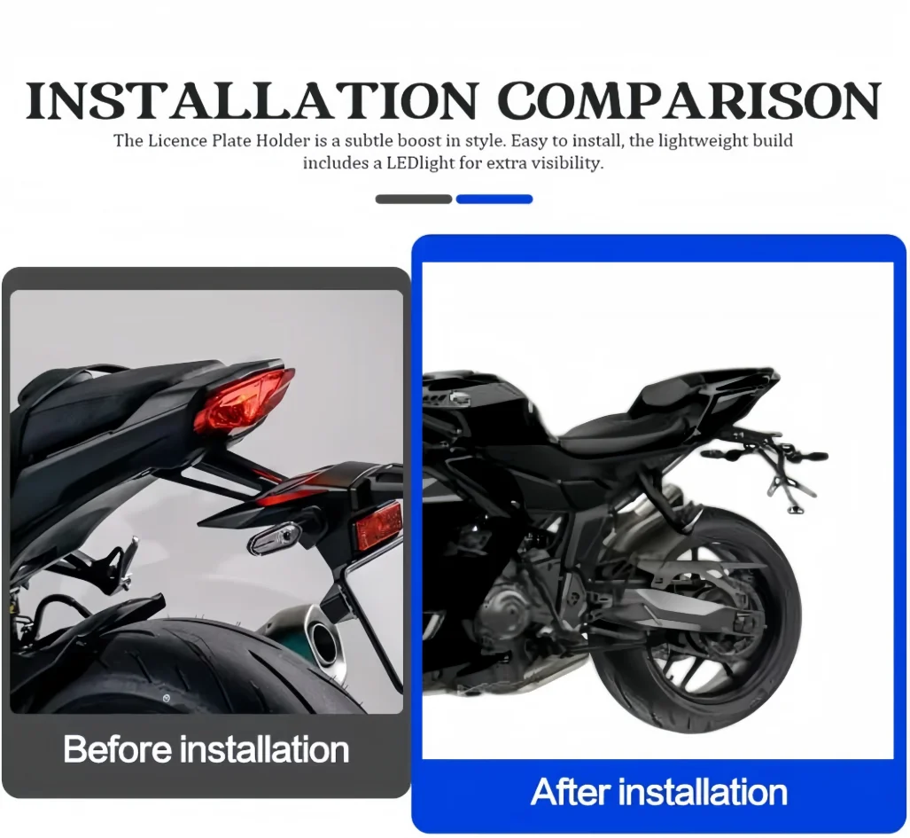 New YZFR7 YZF R7 Accessories For YAMAHA YZF-R7 2026 Motorcycle Multi-position Adjustable Rear Tail Tidy License Plate Holder