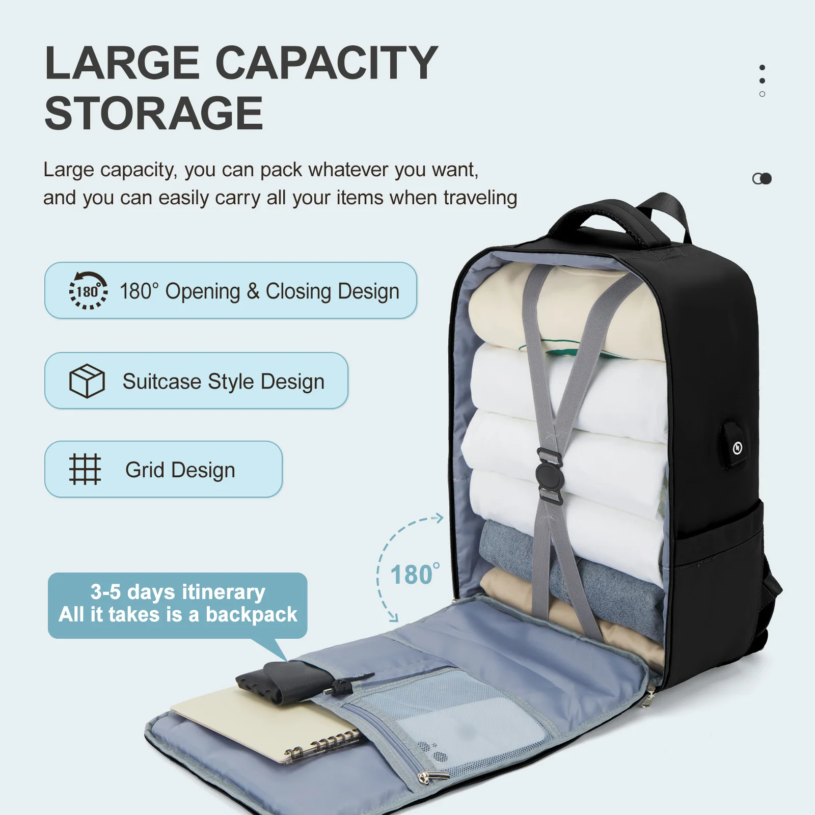 حقيبة ظهر للسفر على شكل طائرة للرجال والنساء، حقيبة ظهر للكمبيوتر المحمول مقاس 15.6 بوصة، حقيبة عمل للمقصورة خفيفة الوزن وطاردة للماء #2