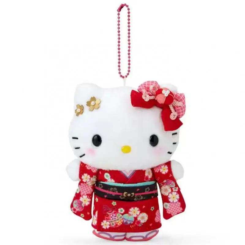 귀여운 만화 카와이 축제 기모노 Sanrio Kuromi 마이 멜로디 Cinnamoroll Hellokitty 봉제 인형 키 체인 가방 펜던트 장난감 선물