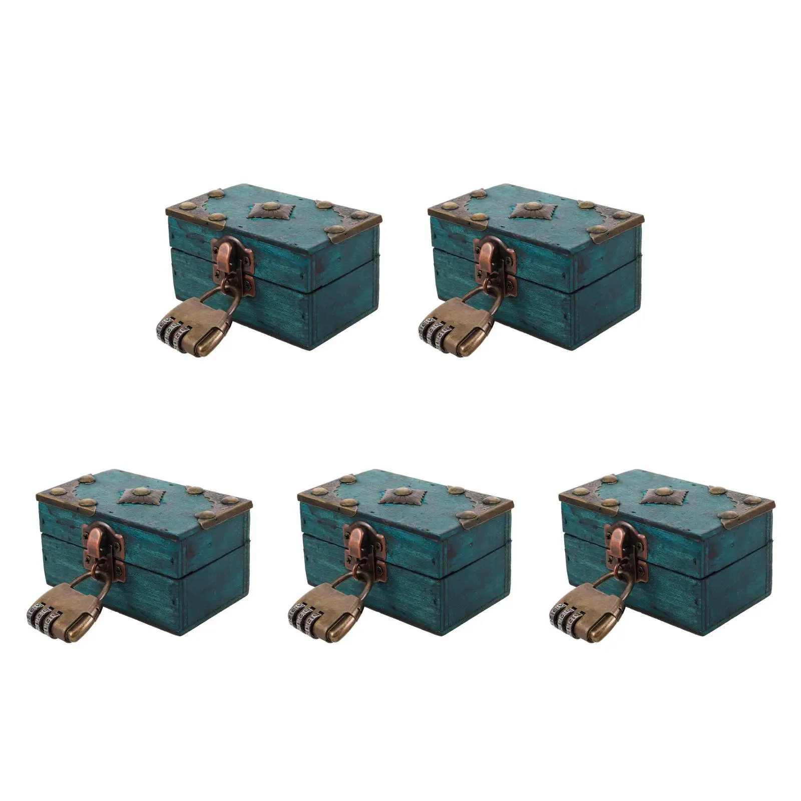 5pcs Jewelry Chest Necklace Storage Vintage Treasure Organizer Boxes for Women Wood Case