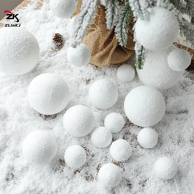 6pcs 4/6/8cm Christmas Snowballs White Foam Christmas Balls Ornaments For DIY Xmas Tree Hanging Pendant Ball Party Home Decor