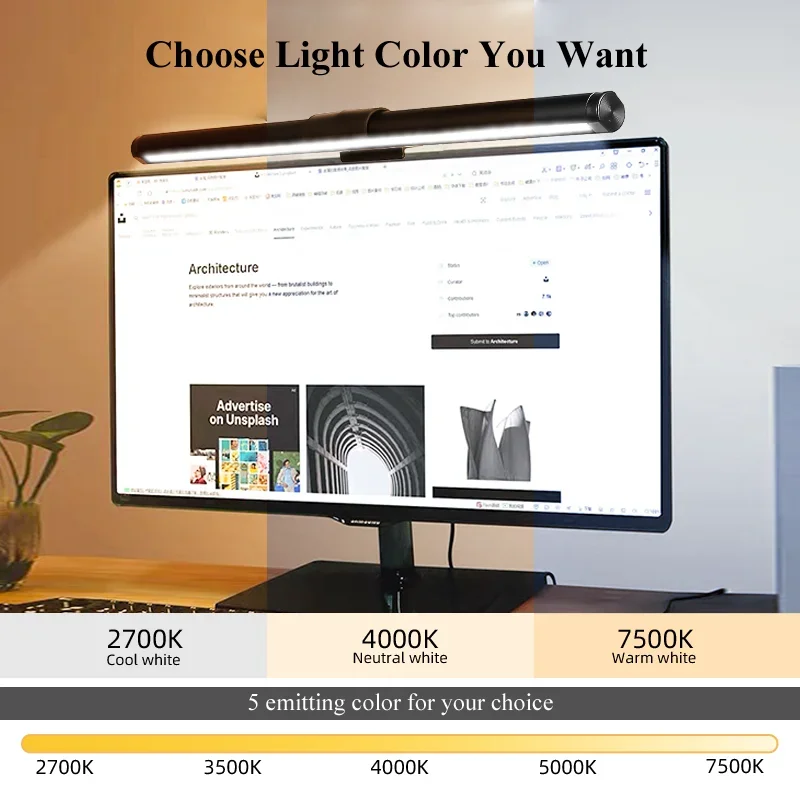 Imagem -02 - Barra de Luz de Tela Anti Vertigem Proteção para os Olhos Leitura Inteligente pc Computador Luzes Tira Display Pingente Rgb Atmosfera Lâmpada