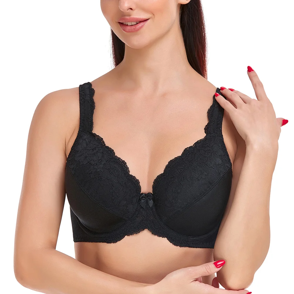 Plus Size BH Lager Bosom Spitze Stickerei Minimizer BH für Damen Sexy Bügel Bralette Büstenhalter Top F G H I Cup