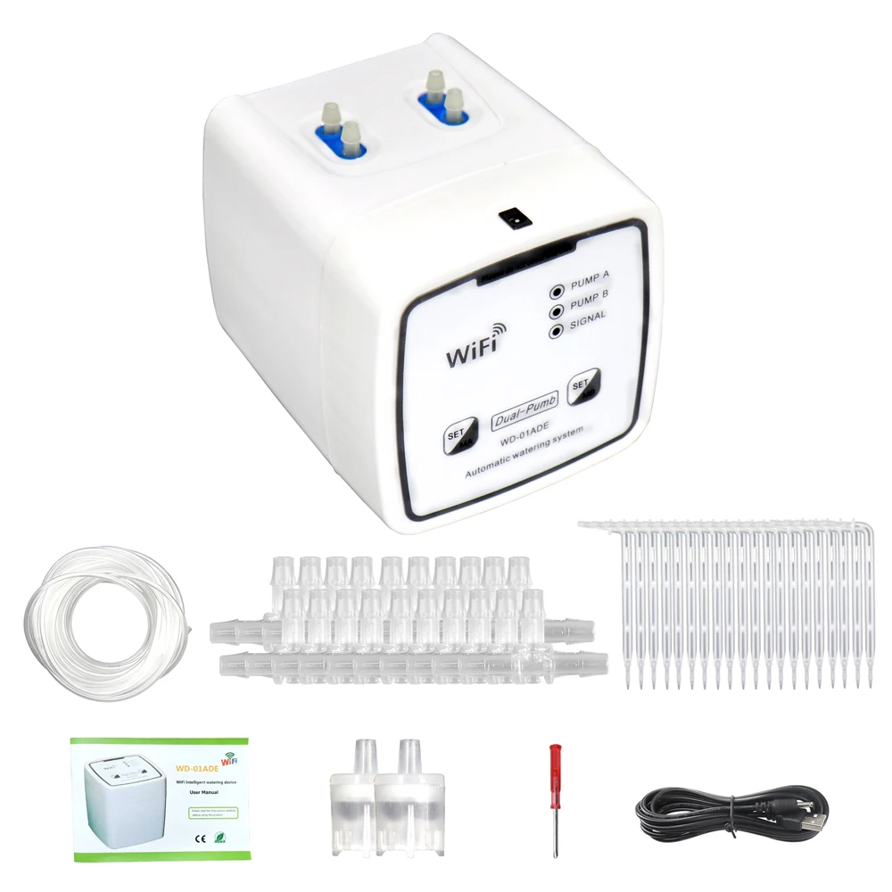 WIFI Intelligent besproeiingsapparaat Dubbele pomp Getimed automatisch druppelirrigatiesysteem Afstandsbediening APP-controller voor tuinterras