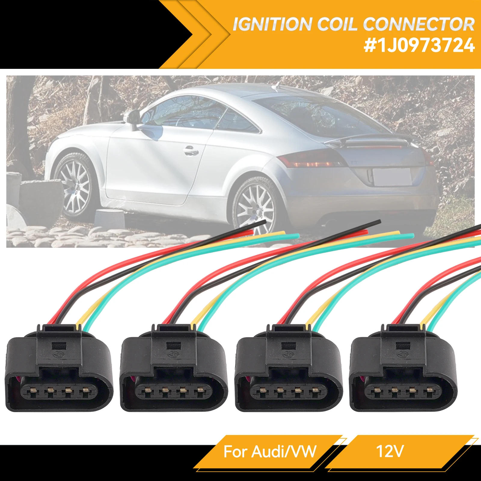 4 шт. 4-проводная катушка зажигания ремонтный Разъем Pigtail жгут проводов 1J0973724 для VW MK5 MK6 Jetta Rabbit Golf Audi A4 SKODA SEAT