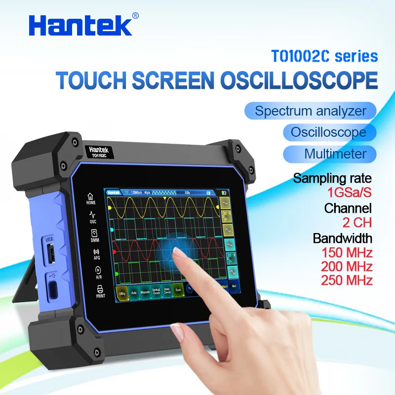 Hantek Multi-function Touch Screen Tablet Digital Oscilloscope 2CH 250Mhz Handheld Multimeter TO1152C/TO1202C/TO1252C