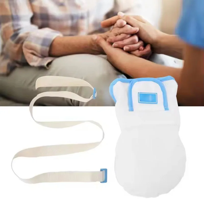 Breathable Self Injury Prevention Hand Fixed Restraint Glove Patient Safety Hand Control Gloves Adjustable for Elderly Disabled