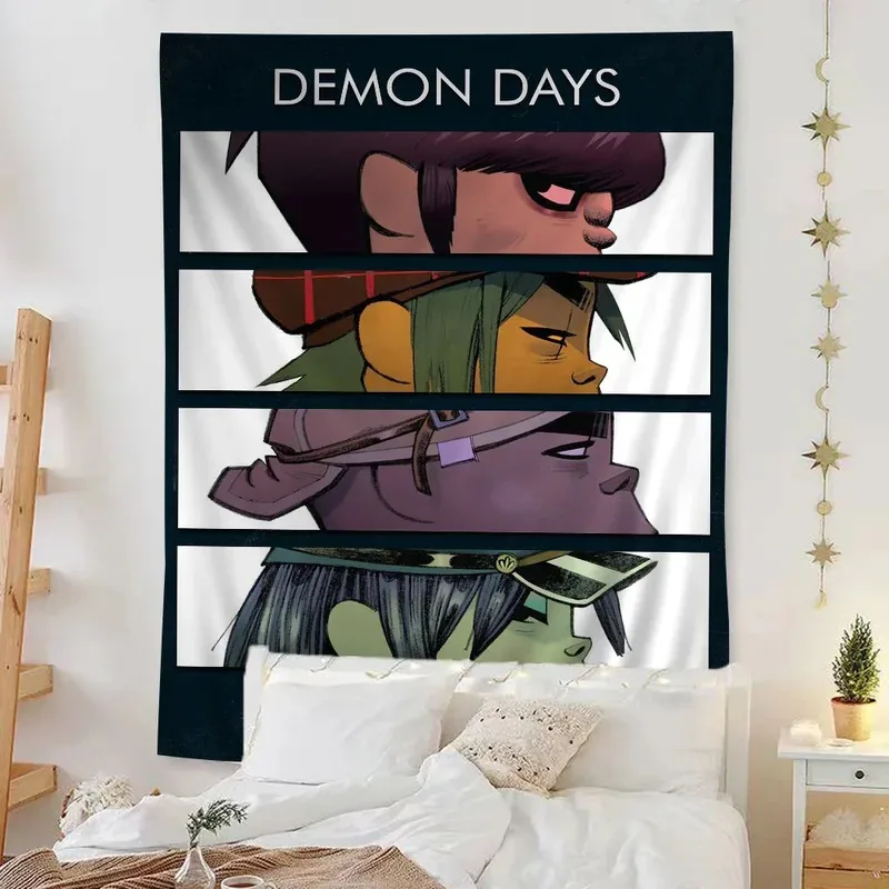 VIKAMA Retro Anime Tarot Hippie Wandteppich, Wandkunst für Wohnheim, Wohnzimmer, Schlafzimmer, Dekoration aus Polyester-Material, Wandbehang
