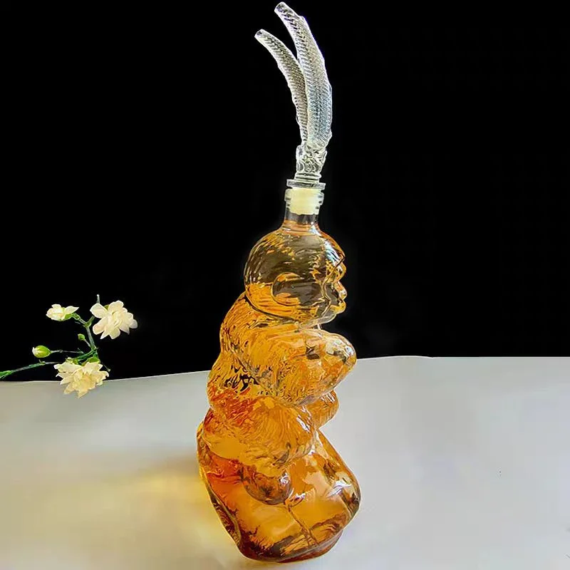 Imagem -04 - Handsome Monkey Shaped Whisky Decanter Garrafa de Vidro de Vinho Transparente para Licor Bourbon Escocês Animal Bonito 1000ml