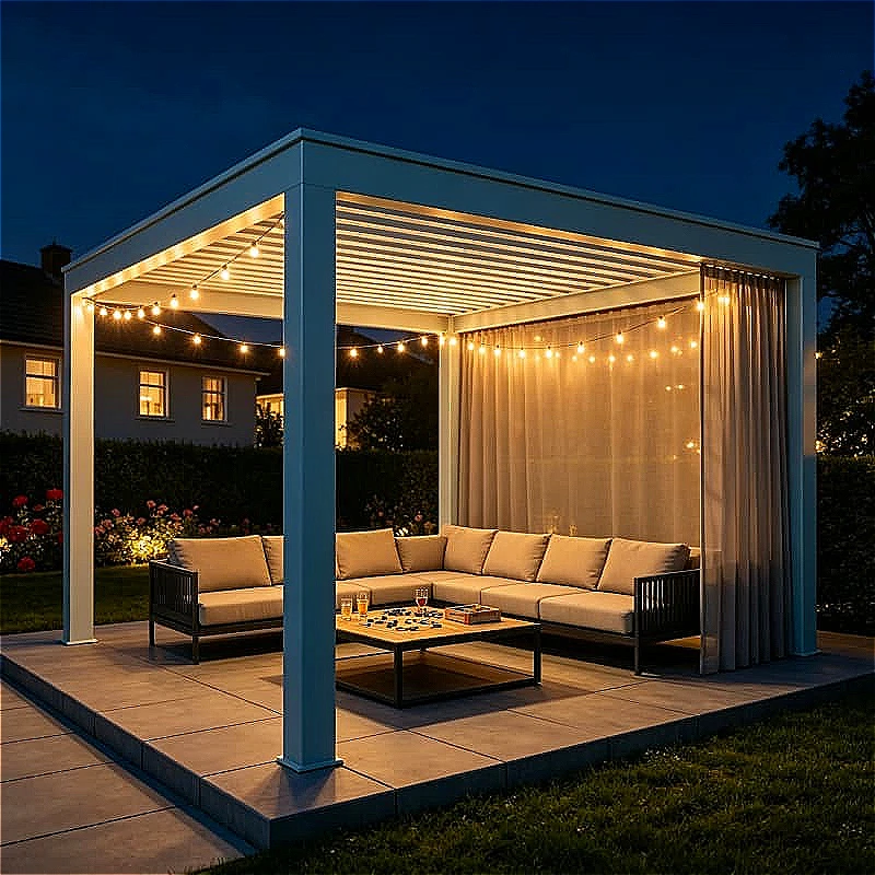 Commercial Pergola 3x6m Aluminum Motorized Louvered Waterproof Roof for Patio Garden Deck Carport Shade Customized Hot Sale