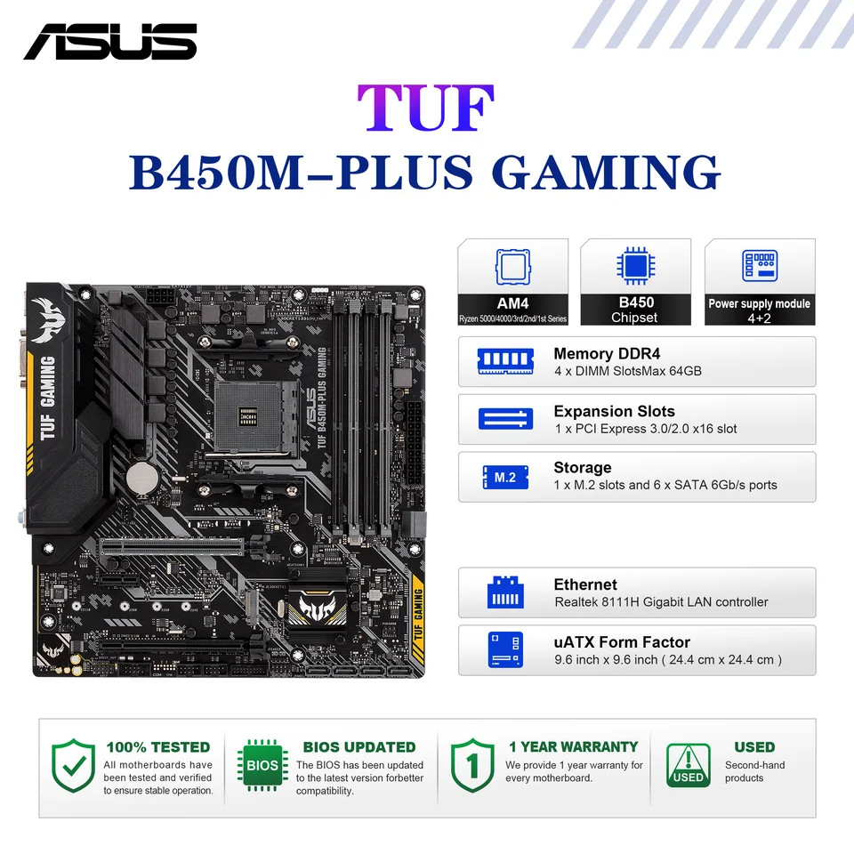 ASUS TUF B450M-PLUS GAMING マザーボード ソケット AM4 Ryzen 5000