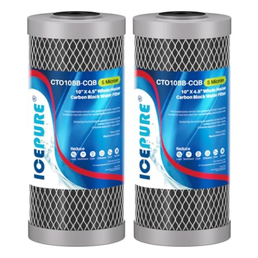 

5 Micron 4.5" x 10" CTO10BB-CQB Whole House Water Filter Upgraded Coconut Shell Activated Carbon Lead Removal Water Filter Repl