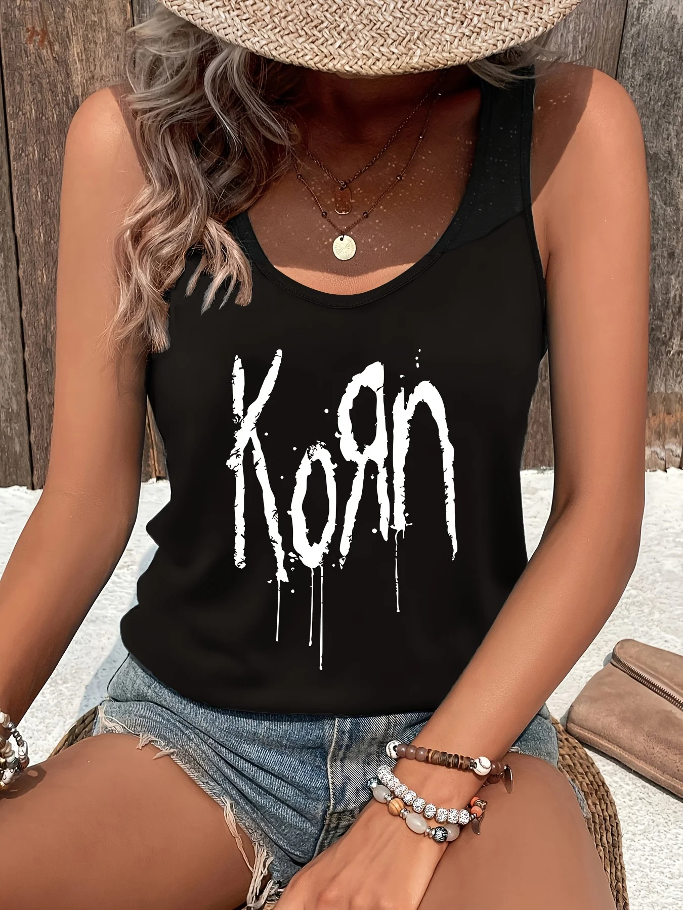 printed Summer women's loose and personalized dream catcher mesh printed vest top T-shirt comfortable sleeveless