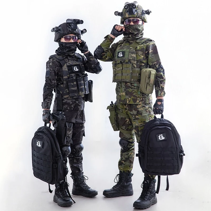 Camouflage-uniformen voor kinderen Training met meerdere zakken voor jacht op CS-specifieke uniformen Buitensportuitrusting voor ouders en kinderen