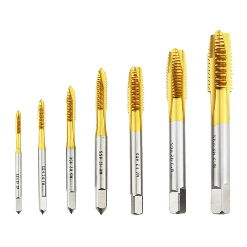 HSS Titanium Coating Screw Drill Bit M2 M2.5 M3 M3.5 M4 M5 M6 M8 M10 M12 Metric Straight Flute Thread Tap Hand Tools