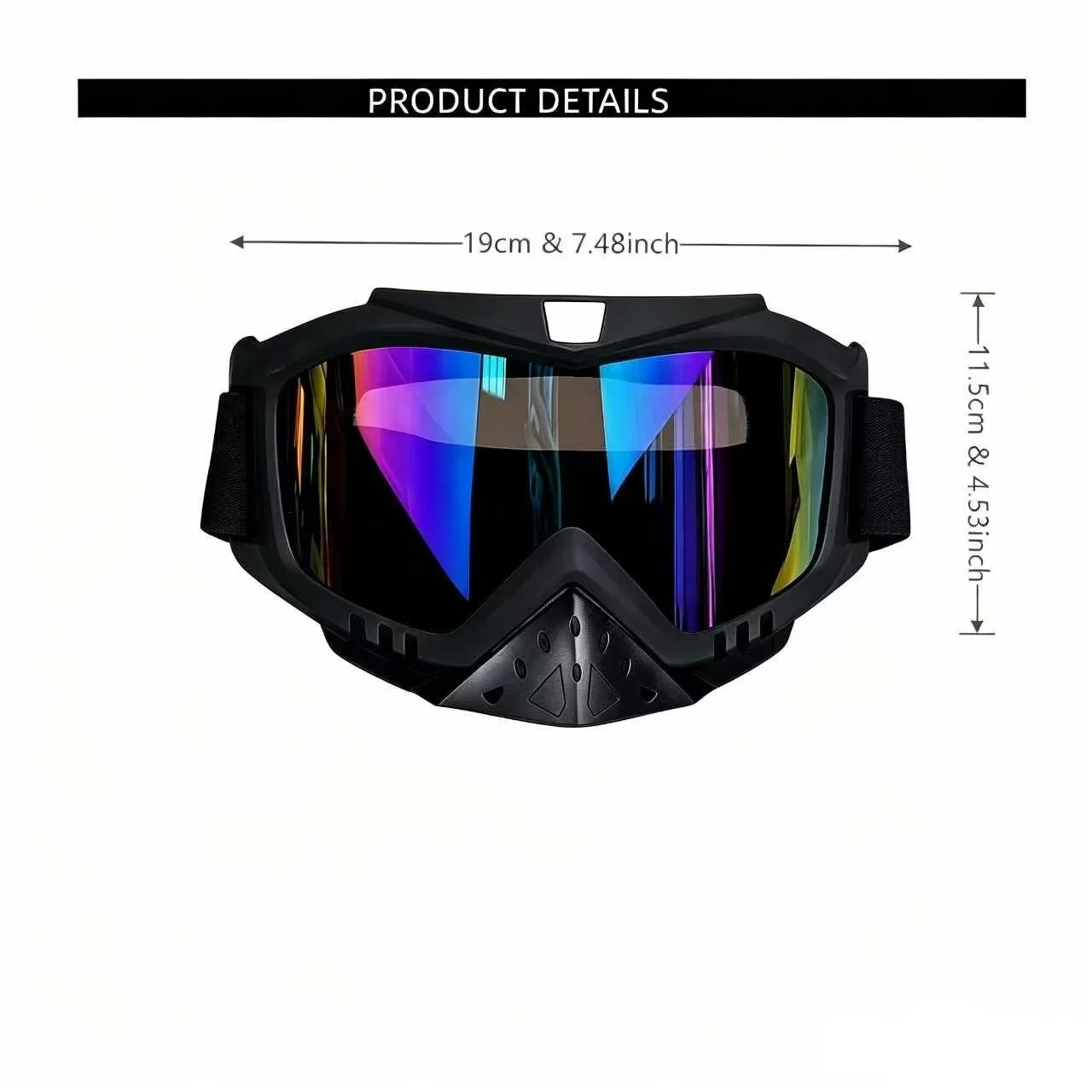 Outdoor Motorcycle Goggles, Wind‑Dust‑Proof UV400 Eyewear with Nose Guard for Mountain, Off‑Road & Cycling Sports