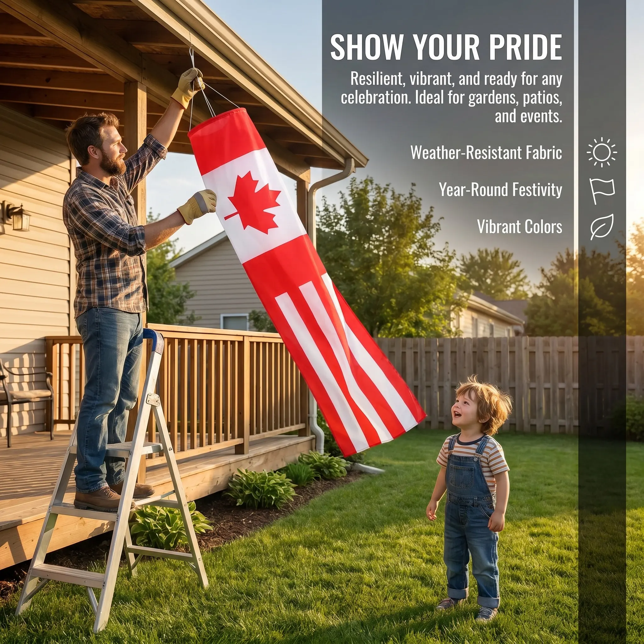 Hanging Maple Leaf Windsock Flag Decorative Outdoor Wind Flag 140Cm Premium Material Lightweight Breeze Responsive for Backyard