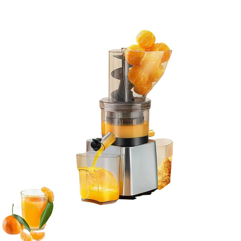 500W Hot Sale Silver Body Cold Pressed Fruit Juice Wide Feed Chute Commercial Whole Slow Juicer Extractor For Catering Juice Bar