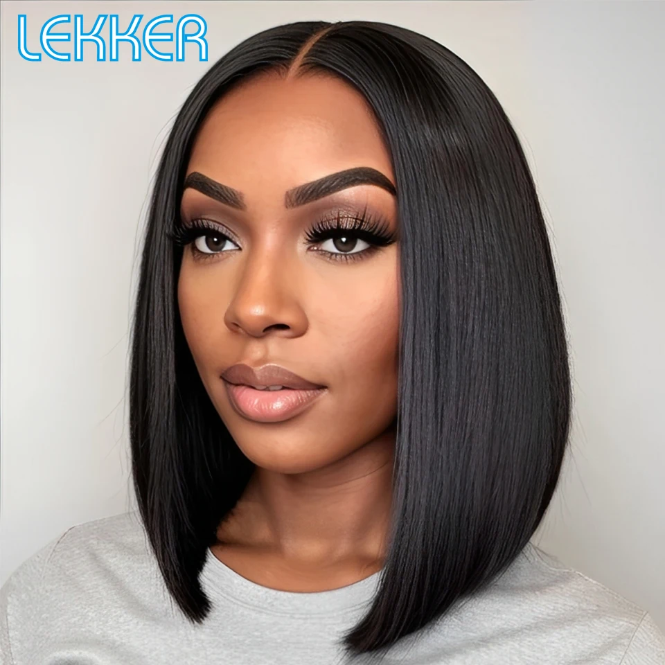 

Lekker Natural Dark Bone Straight 13x1 T Part Lace Front 100% Human Hair Wigs For Women Brazilian Remy Hair Glueless Bob Wigs