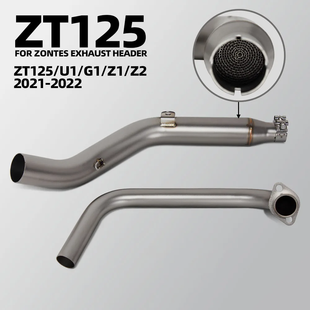

For Zontes ZT125 U1 G1 Z1 Z2 2021-2025 Motorcycle Exhaust System Front Link Manifold 51mm Header Pipe with Honeycomb