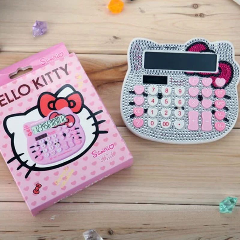 Hello Kitty Calculator and  Solar Calculator 12-Digit LCD Display Suitable for Adults and Children Solar and Battery Powered