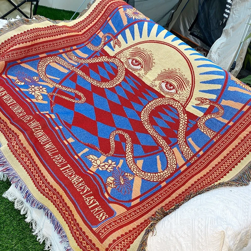 

Тканое одеяло в скандинавском стиле, декоративный гобелен, диван, ковер для пикника, кемпинга, богемное праздничное украшение, художественная подвеска на стену