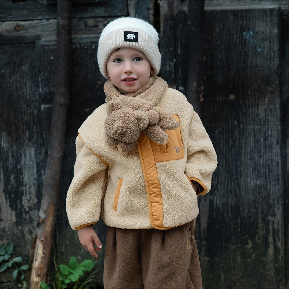 Dave Bella Children's Outerwear Autumn Winter Girls Boys Warmth Contrasting Color Splicing Coat Children's Outdoor Top DB4254539