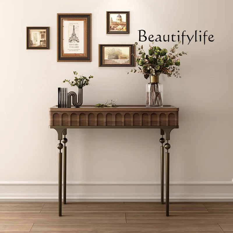 Nordic Antique Style Solid Wood Console Tables Household Minimalist Side View Sets