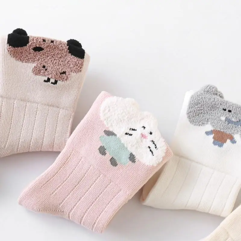 

M89C Lovely Cartoon Printed Baby Socks Stretchy Loose Cuffs Design Hosiery Comfort Unisex Footwear for 0 to 6 Years Olds