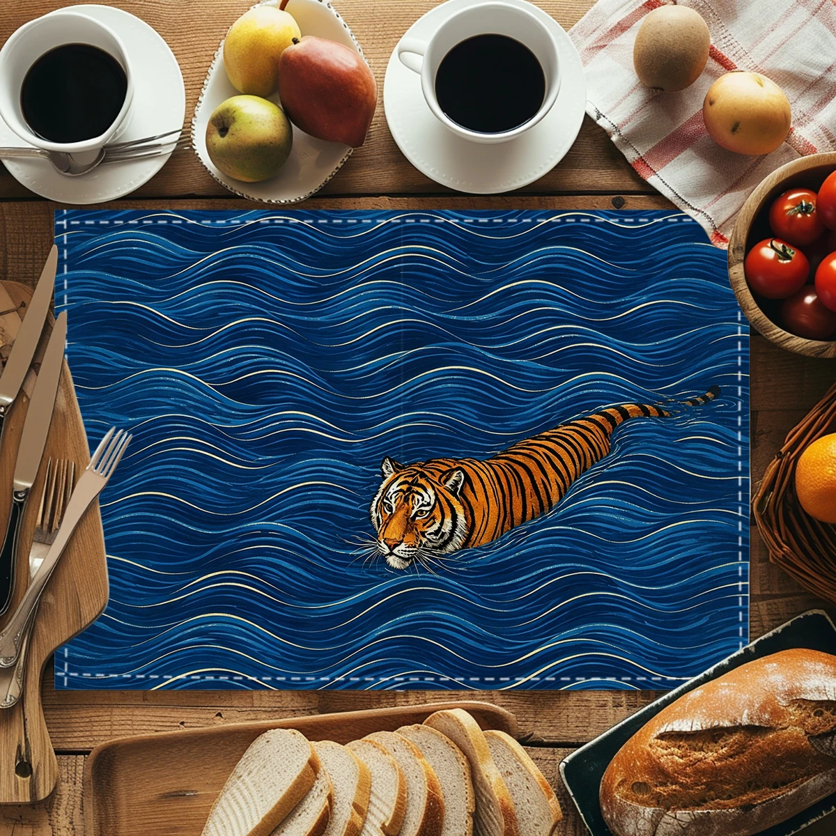 Happy 4th of July Themed Polyester Placemats & Coasters - Festive Table Decor for Independence Day Celebrations