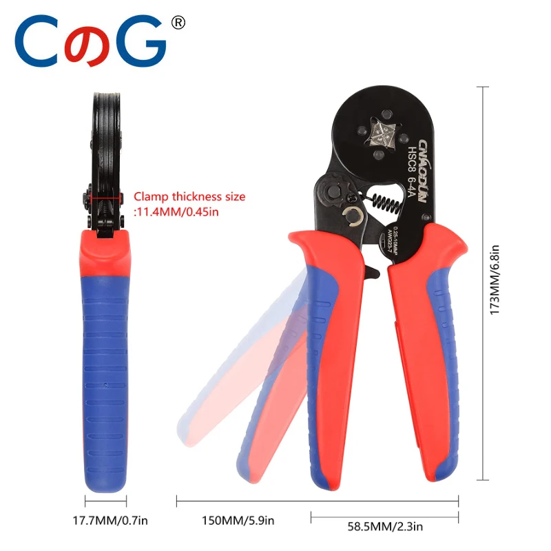 CG 1200PCS Insulated Ferrules Terminals Electrical Wire Tubular Cold Pressed Crimp Termin HSC8 6-4A Crimping Pliers Tools