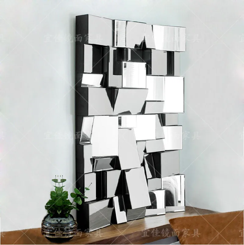 three-dimensional hanging mirror, fashionable decorative , background wall, light luxury , dining side combination
