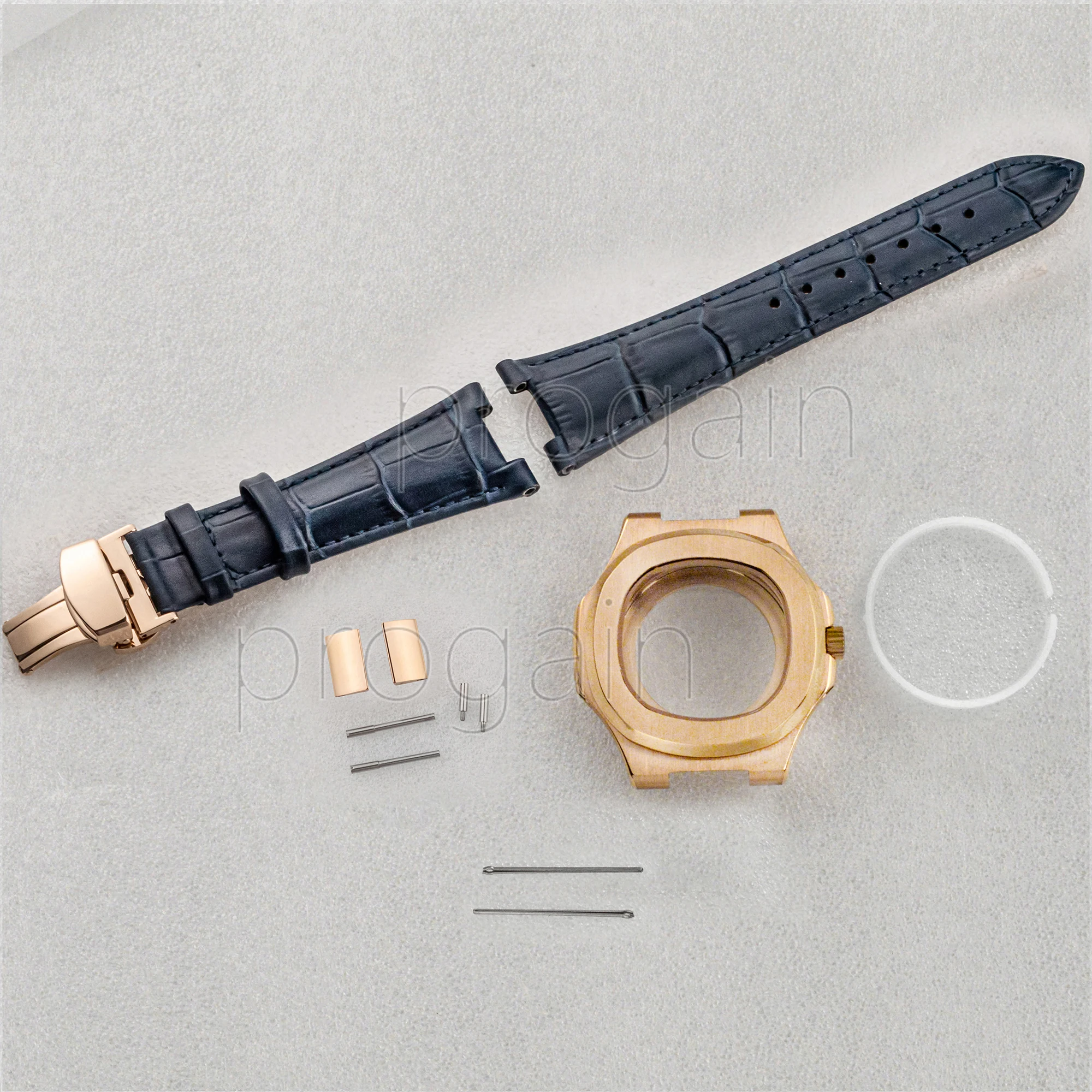 316L Stainless Steel NH35 Watch Case Genuine Leather Watchband Bracelet fit Nautilus NH35 Mechanical Movement 30.5mm Dial Parts