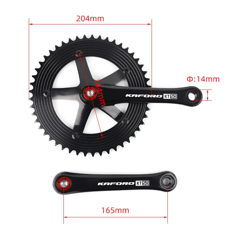 KT50 crankset Fixie sepeda gigi tetap, crankset sepeda gigi tetap Aloi penuh 165mm 49T