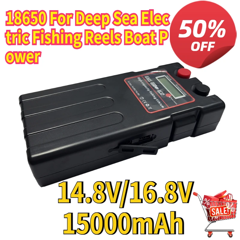 18650 For Deep Sea Electric Fishing Reels Boat Power 14.8V/16.8V 15000mAh Lithium Battery Large Capacity
