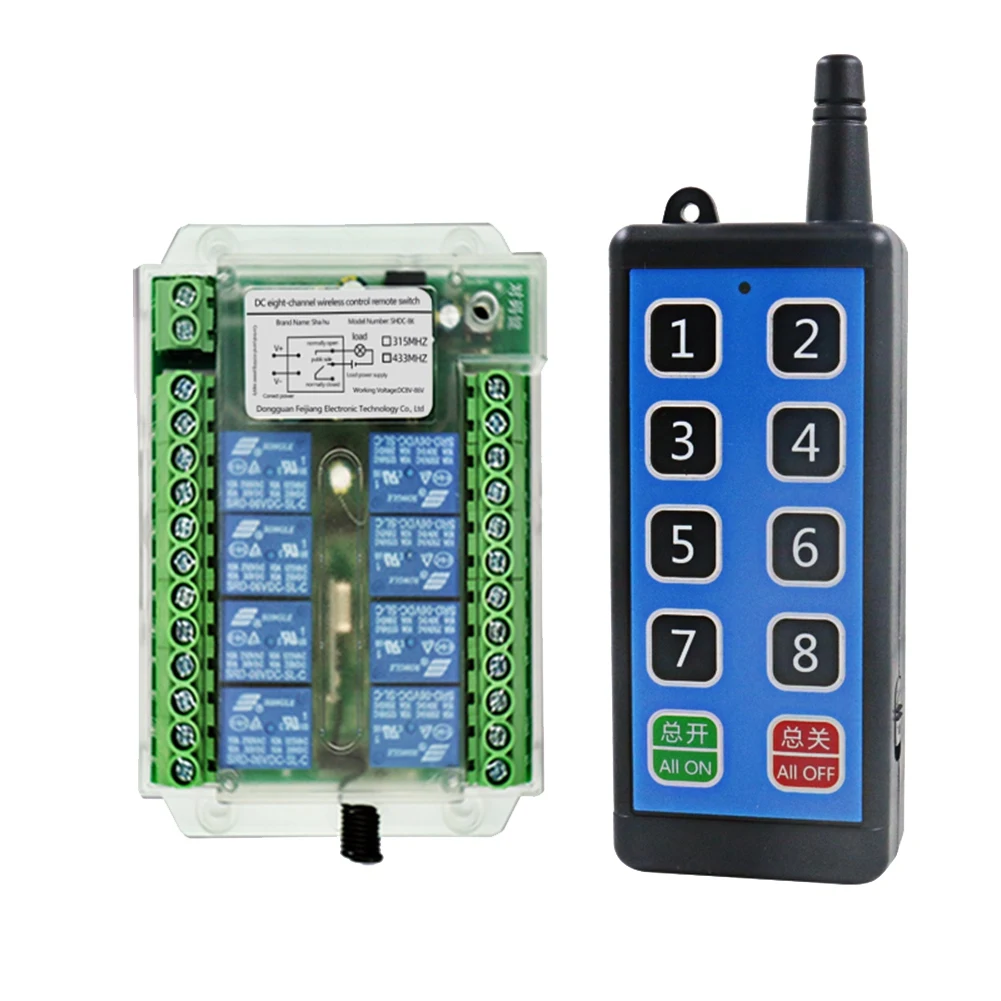 A05R 8 Channel Wireless Rf Remote Control Switch DC 9-72V Remote Control Wireless Remote Motor Control Switch