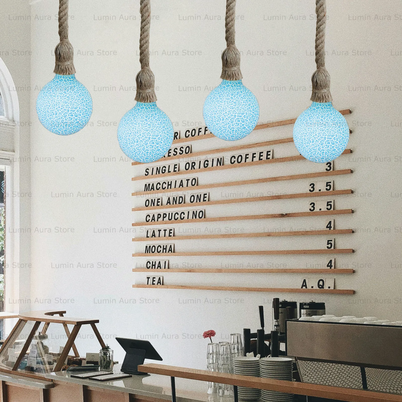 

220V 4W Hanging Wire Lamp E27 Explosion Blue Cracks Lamp Home restaurant Holiday Decoration LED Edison Lamp Candle Bulb