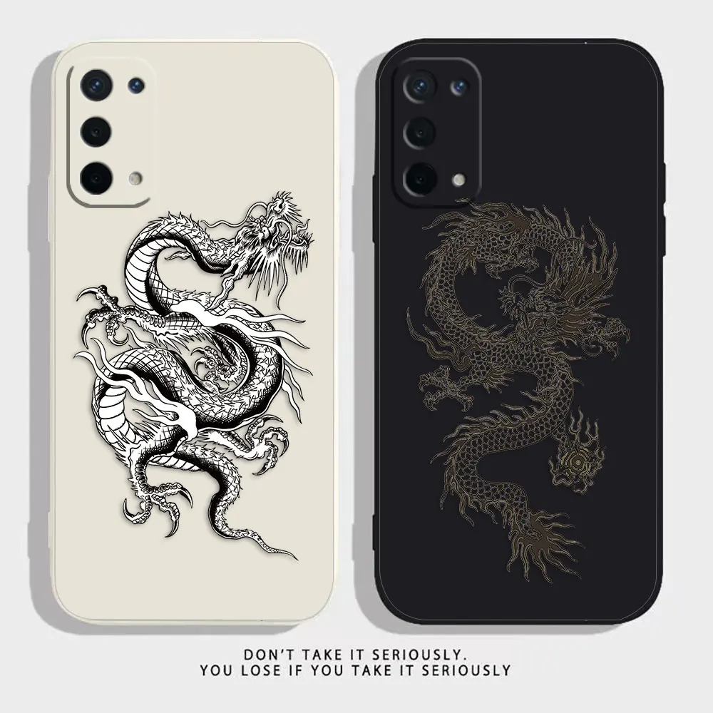 Chinese Dragon Pen Drawing Phone Case For OPPO A52 A54 A55 A57 A78 A72 A73 A74 A91 A93 A92S A94 A95 A96 A15 4G 5G Case Funda