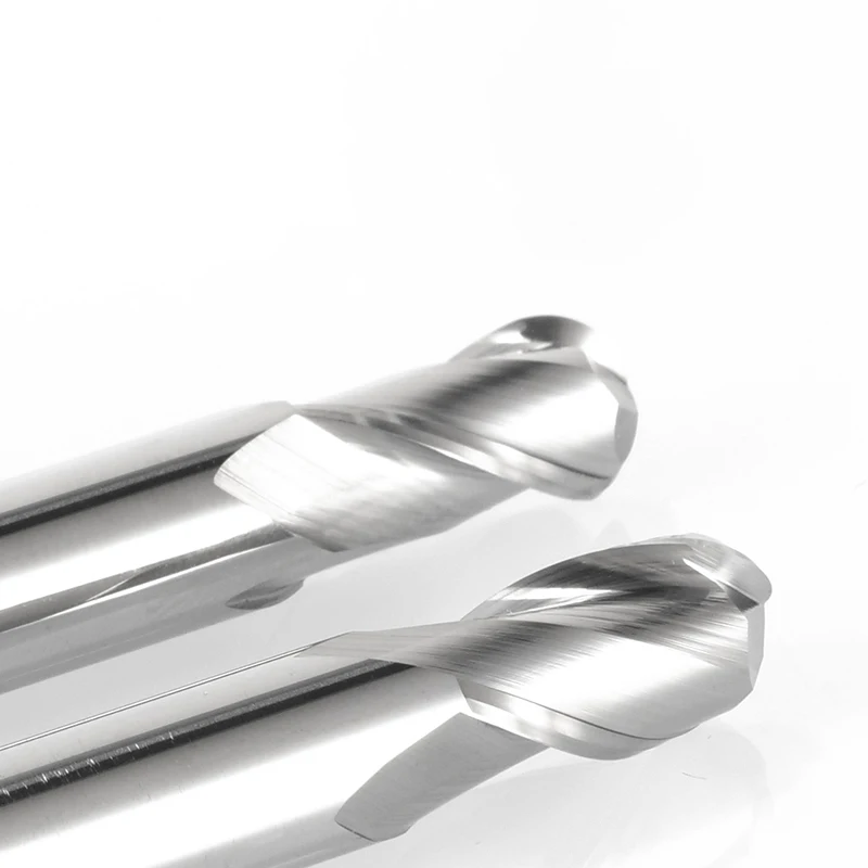 Bola nariz final moinho de carboneto de tungstênio cortador, CNC Router Bit Milling Tool, Madeira Milling Tool, R0.5, R1, 2, 3, 4, 5, 6, 7, R8, 9, R10, 2 flauta