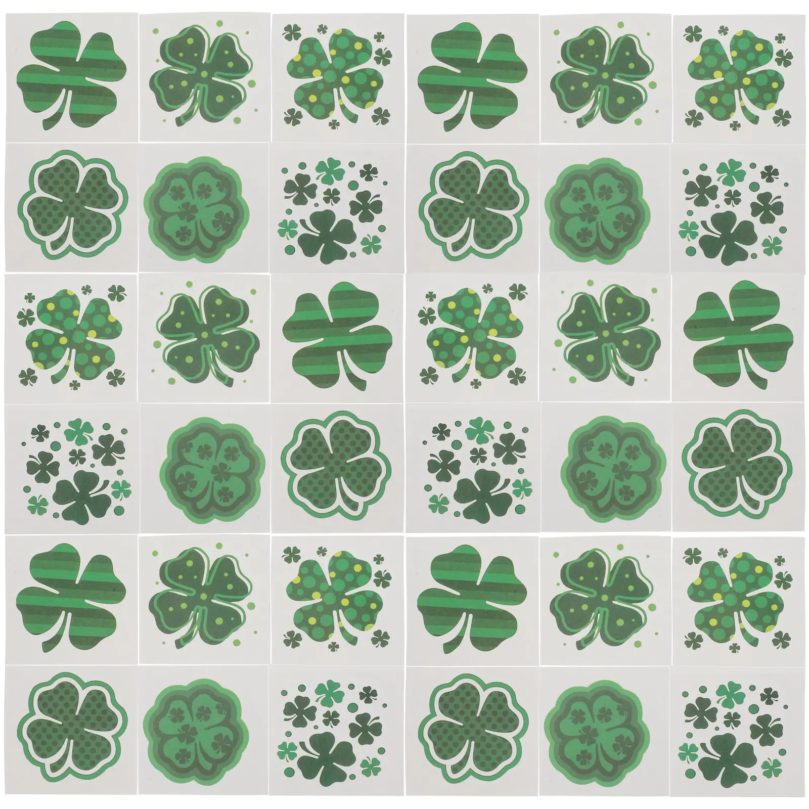 

144Pcs Fun Face and Body Stickers Bright Cloverleaf Designs Temporary Tattoos for Holiday Party Cloverleaf Sticker