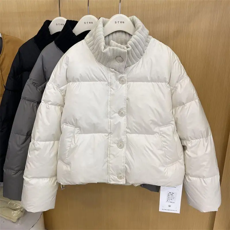 Nova moda feminina casual na moda sólida solta simples básico versátil acolchoado casacos femininos parkas roupas c182