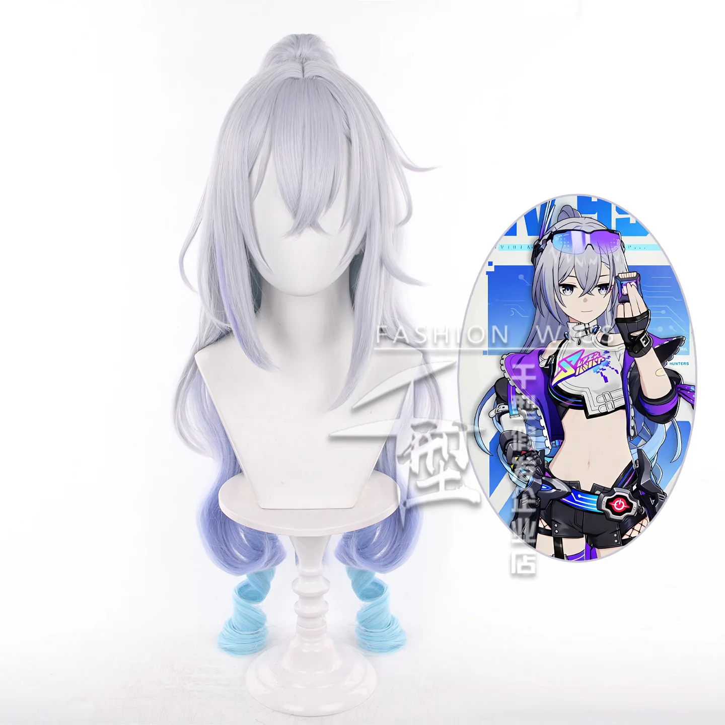 Brand SP Silver Wolf Game Honkai: Star Rail Cosplay Wigs Hair Hairpiece for Comic-con Cosplayer Halloween Costume Party Theme