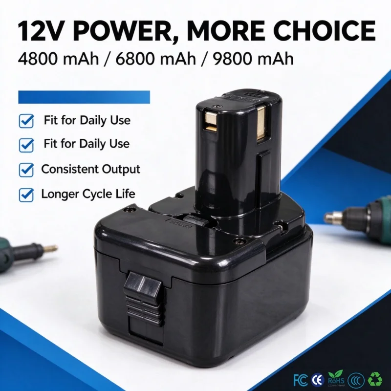 12V 4800/6800/9800mAh Cordless Drill Replacement Battery Compatible With Hitachi WR12DMR CD4D DH15DV C5D Power Tool SpareBattery