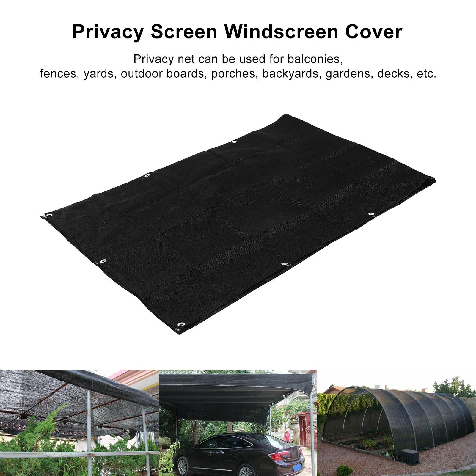 

3x0.9m Black Balcony Privacy Screen - 9.84x2.95ft Garden Windscreen Mesh Shade for Patio Backyard