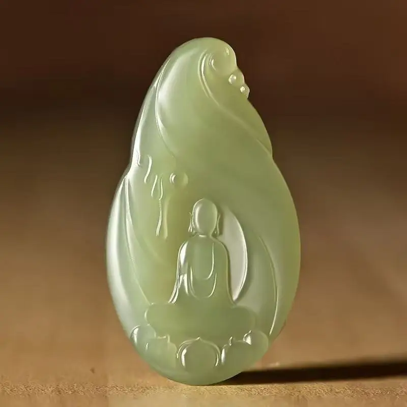 

Натуральный кулон-подвеска Будда из синего нефрита, нефритовая бирка, подходит для повседневного ношения