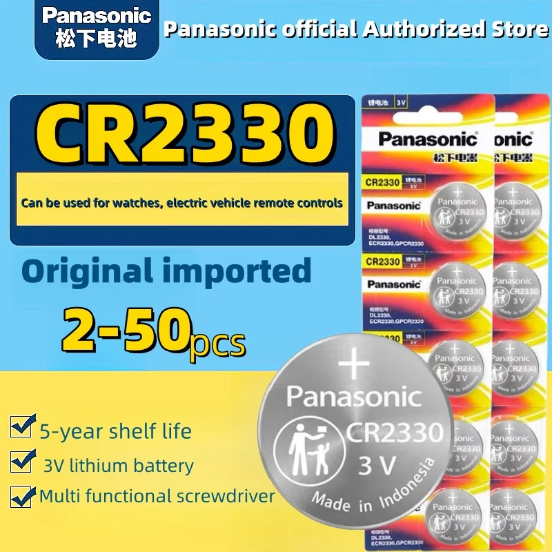 Panasonic 2-50PCS CR2330 battery cr2330 3V lithium batteryy BR2330 ECR2330 2330 Car Remote Control LED Toys Coin Batteries