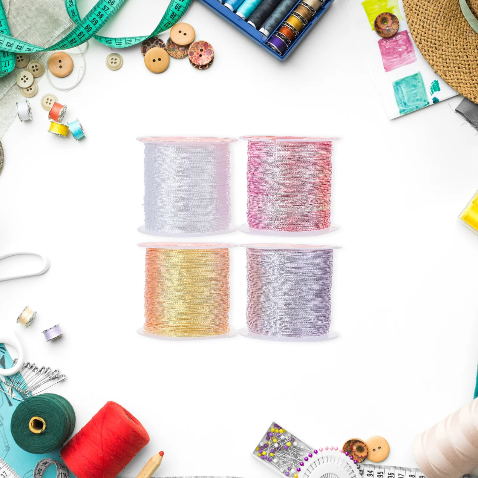 

4 Rolls Colored Embroidery Silk Thread Multi-Purpose Sewing Craft Rope For Diy Quilting Cross Stitch Beading Hand Stitching Home