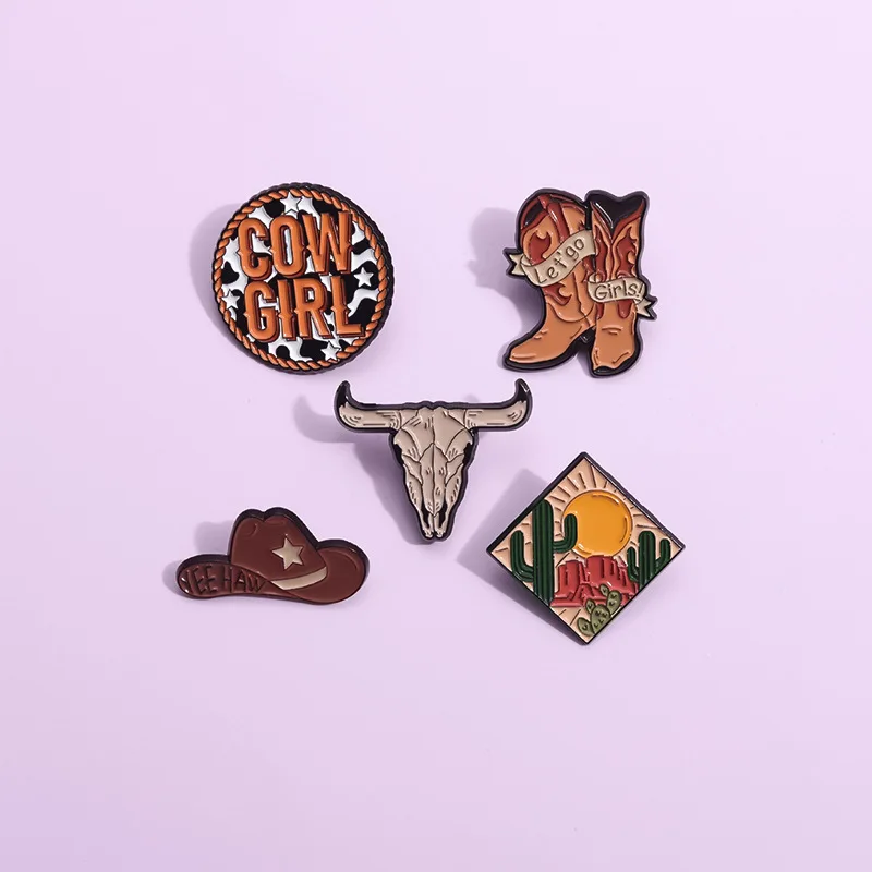 COW GIRL Enamel Pins Cool Girl Let Go Brooches Lapel Backpack Badges Punk Gothic Decoration Jewelry Gift for Friends
